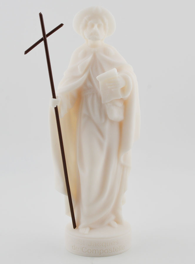 Statue de Saint-Jacques de Compostelle en Albâtre Blanc  - 17cm (pic 1)