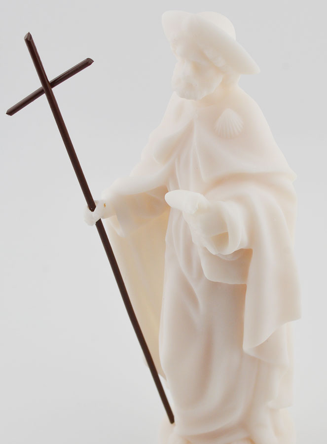 Statue de Saint-Jacques de Compostelle en Albâtre Blanc  - 17cm (pic 2)