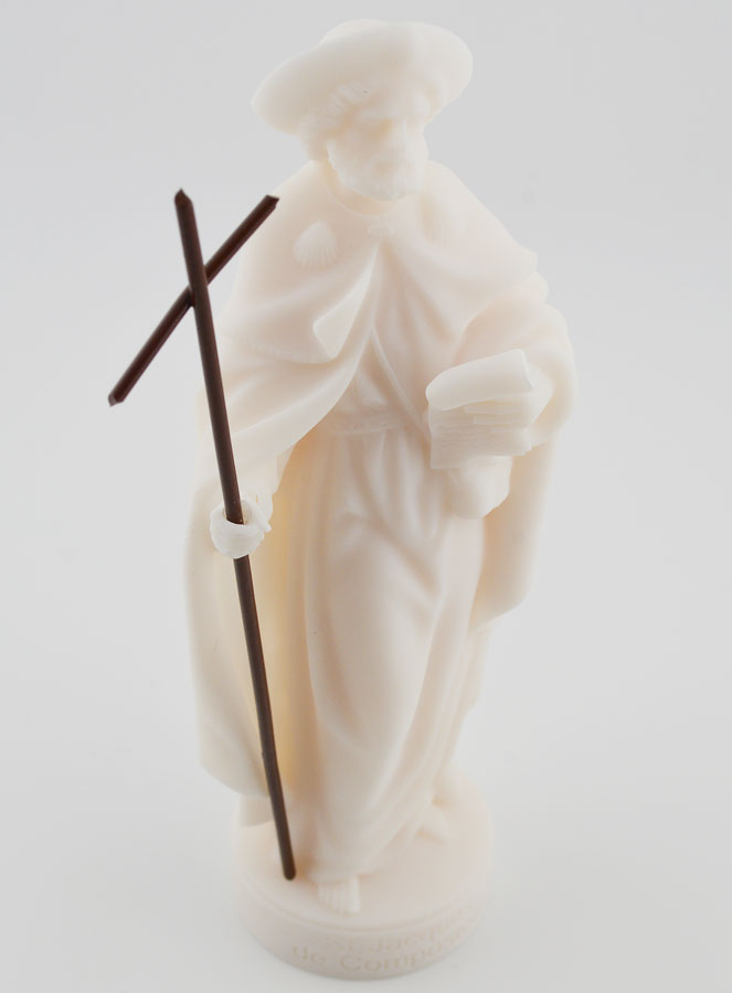 Statue de Saint-Jacques de Compostelle en Albâtre Blanc  - 17cm (pic 3)