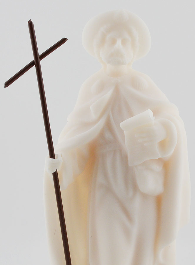 Statue de Saint-Jacques de Compostelle en Albâtre Blanc  - 17cm (pic 4)