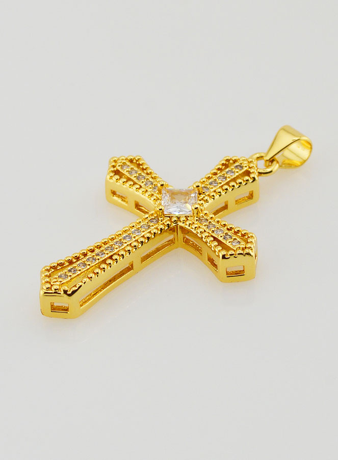 Pendentif Croix Baroque Strass - 30mm (pic 3)