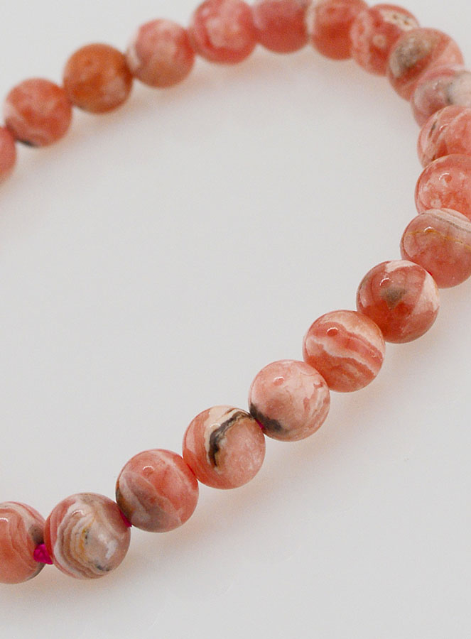 Bracelet en Pierre Naturelle de Rhodochrosite AA -  6mm (pic 4)