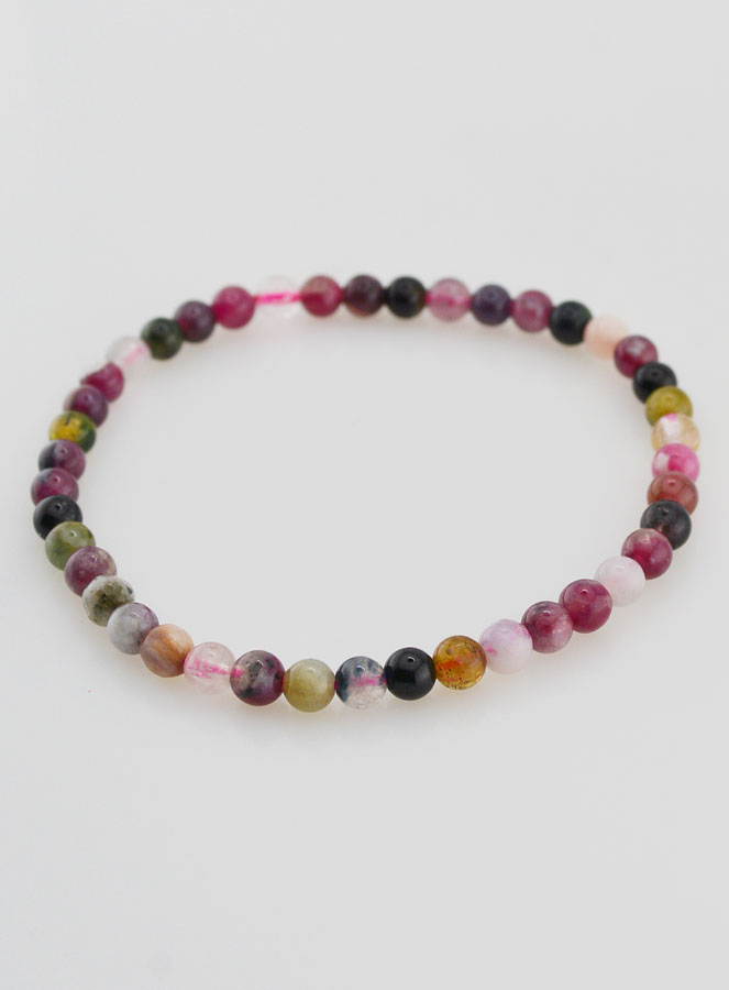 Bracelet en Pierre Naturelle de Tourmaline Multicolore - 4mm (pic 3)