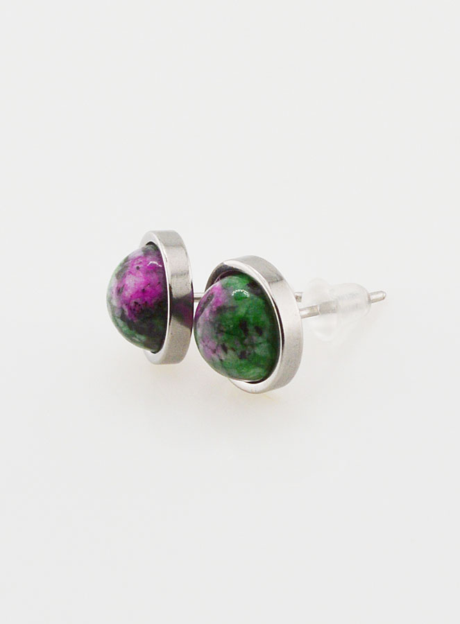 Boucles d'Oreilles Puces - Rubis Zoïsite 10mm (pic 3)