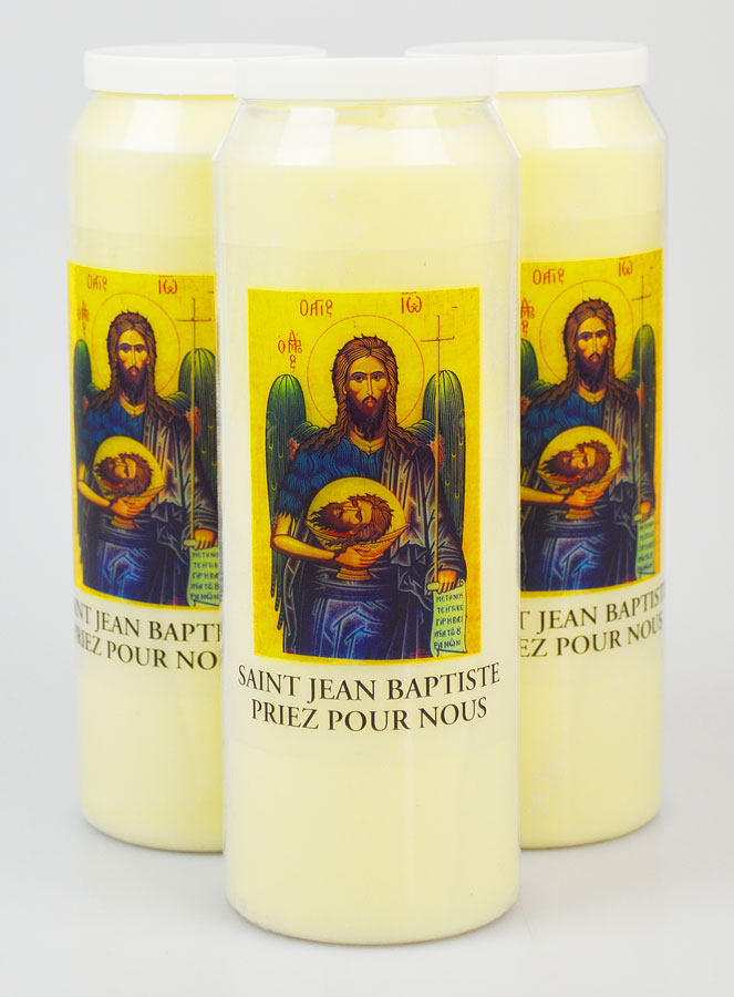Lot de 3 Bougies de Neuvaine Saint Jean-Baptiste - 17.5cm (pic 1)