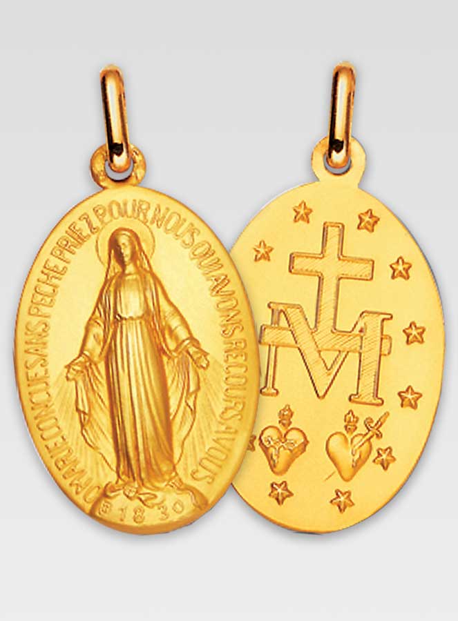 Médaille Notre Dame des Grâces Or 18 Carats - 10 mm (pic 1)