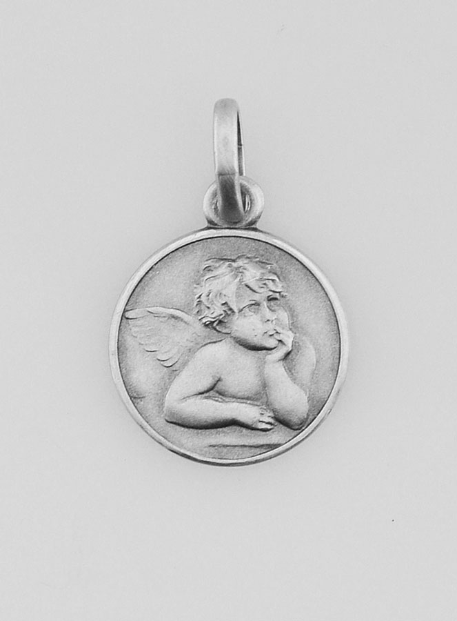 Médaille en Argent Massif Ange Gardien - 12mm (pic 1)