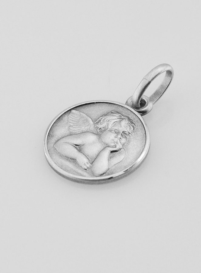Médaille en Argent Massif Ange Gardien - 12mm (pic 3)