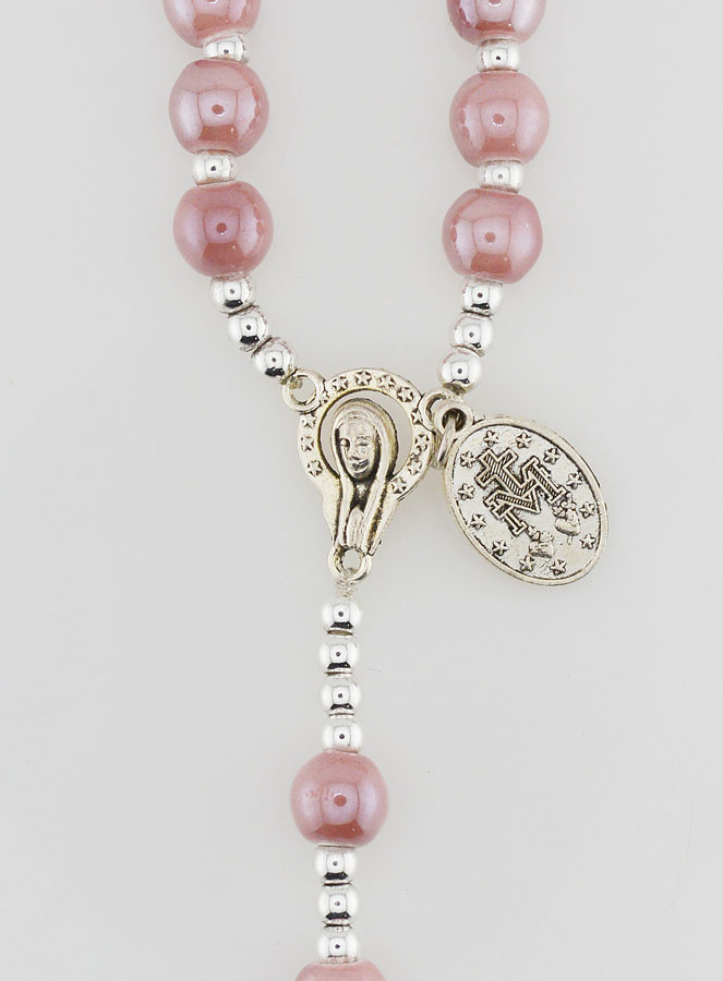 Chapelet de Lourdes en Céramique Rose - 45cm (pic 4)