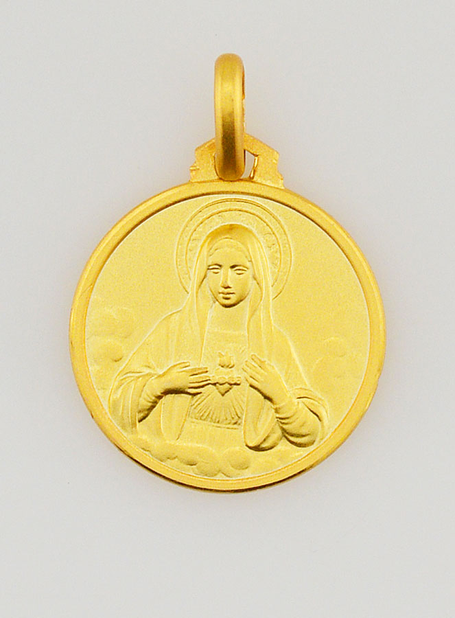 Médaille Sacré Coeur de Marie en Plaqué Or - 16mm (pic 1)