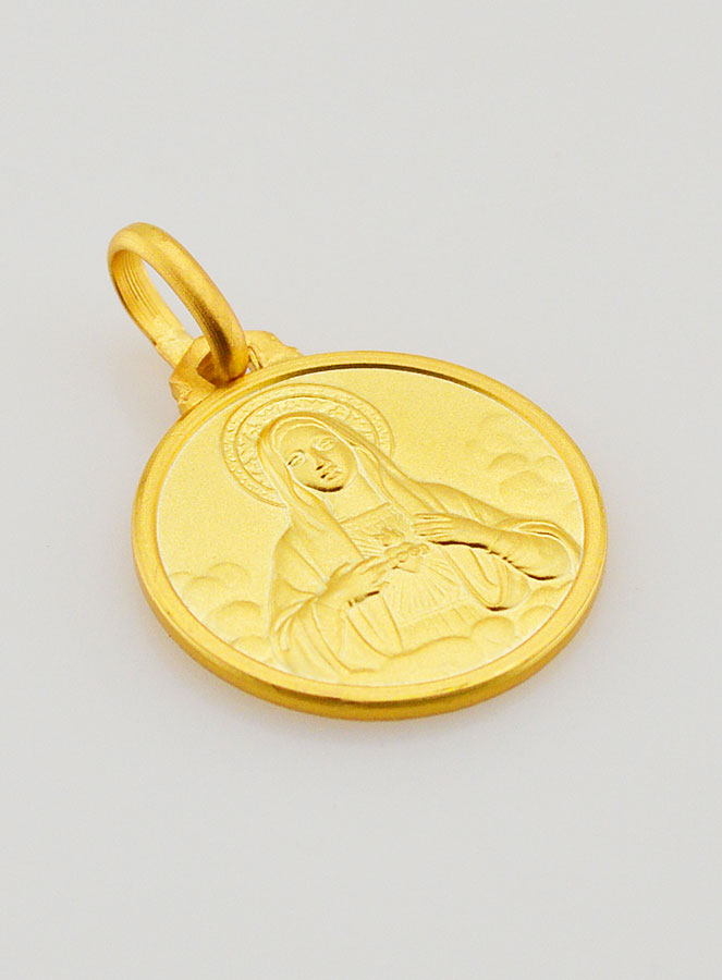 Médaille Sacré Coeur de Marie en Plaqué Or - 16mm (pic 2)
