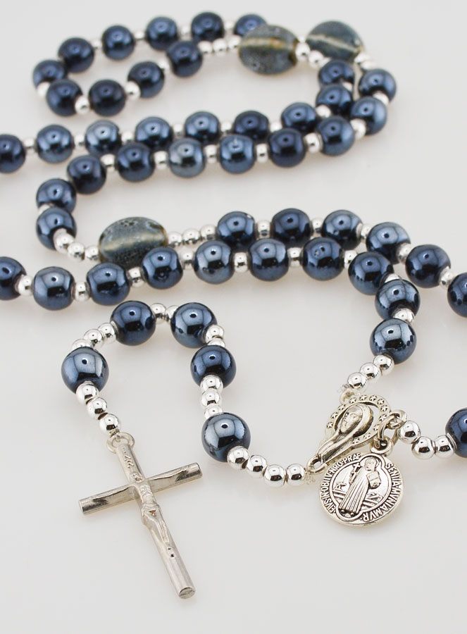 Chapelet de Saint Benoît en Perles Noires - 45cm (pic 2)