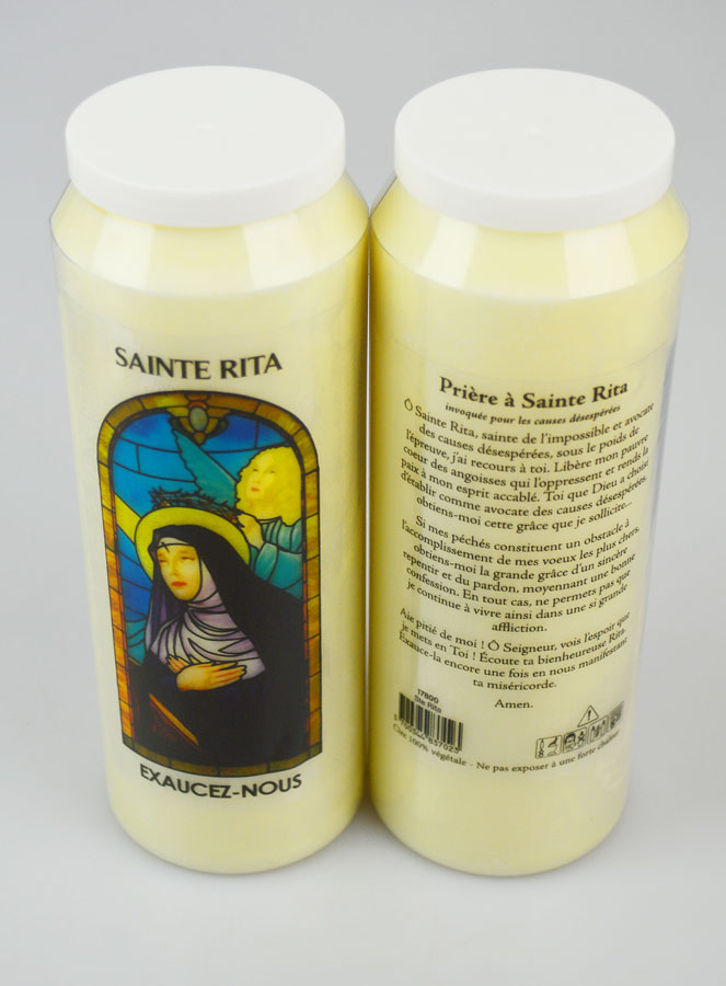 Bougie de Neuvaine Sainte Rita avec Prière au dos (pic 2)