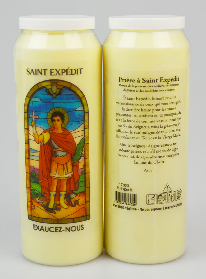 Bougie de Neuvaine Saint Expédit avec Prière au dos (pic 1)