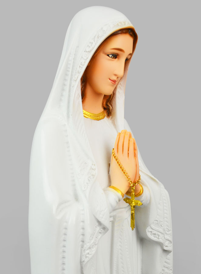 Grande Statue Vierge Marie de Lourdes et Chapelet Métal Or - 70 cm (pic 4)