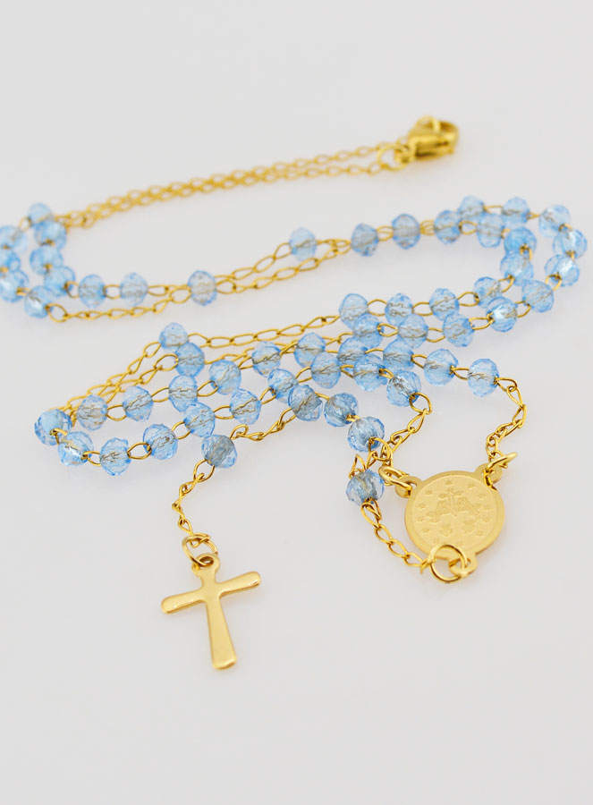 Chapelet Cristal Notre Dame de Guadalupe - Bleu (pic 2)
