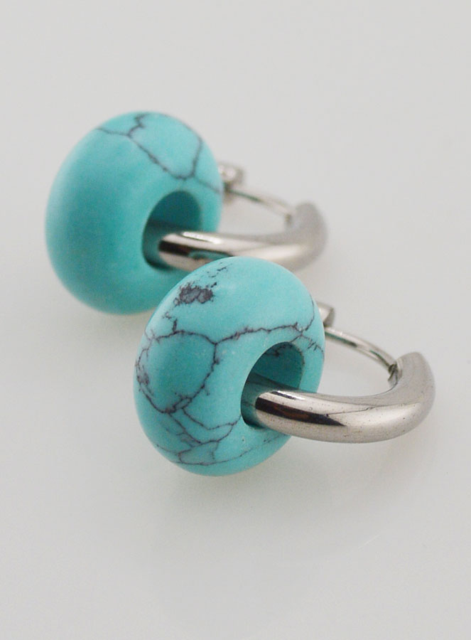 Boucles d'Oreilles Créoles & Anneau Turquénite (pic 2)