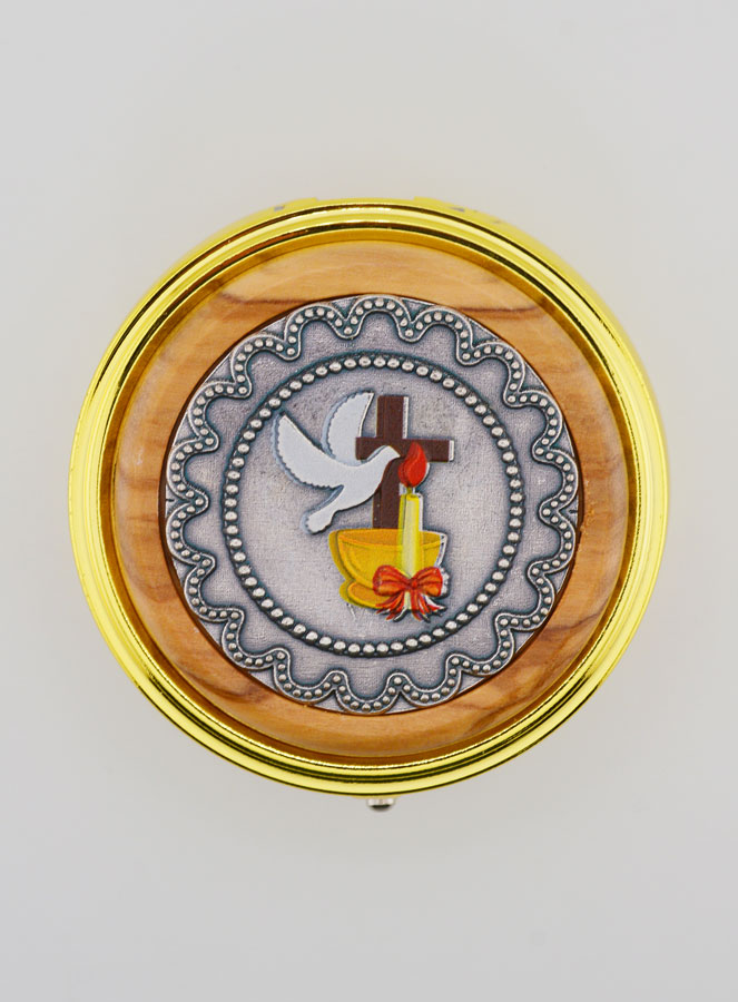 Grande Custode à Hostie Métal et Bois d'Olivier - Communion (pic 1)