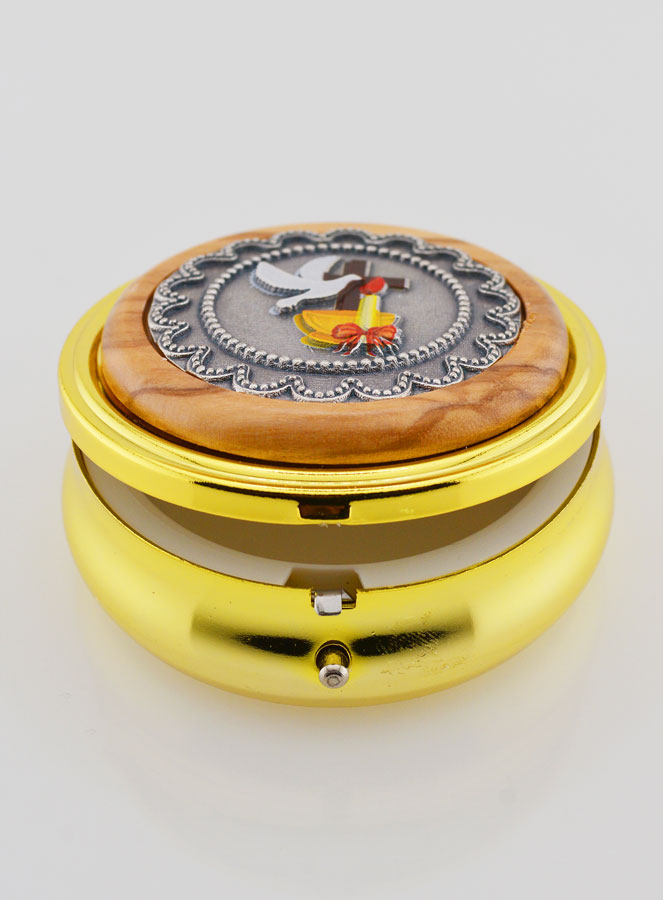 Grande Custode à Hostie Métal et Bois d'Olivier - Communion (pic 2)