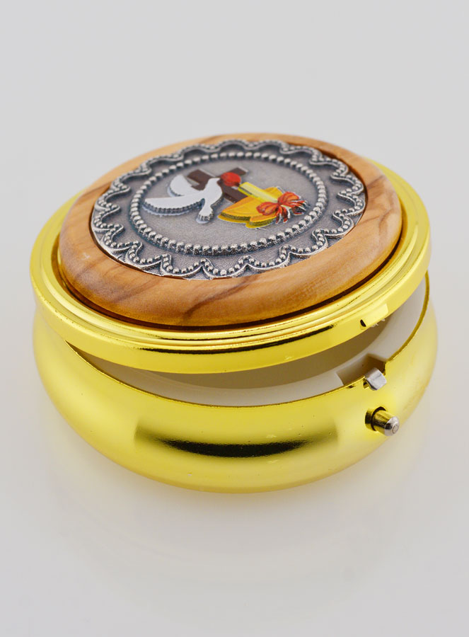 Grande Custode à Hostie Métal et Bois d'Olivier - Communion (pic 3)