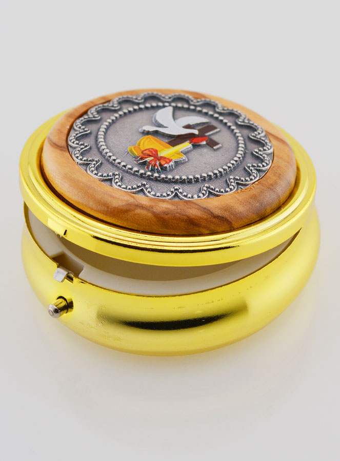 Grande Custode à Hostie Métal et Bois d'Olivier - Communion (pic 4)