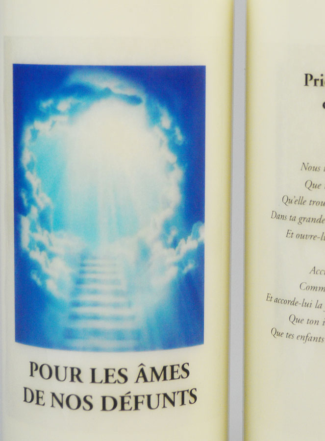 Bougie de Neuvaine Pour les Âmes de nos Défunts avec Prière au dos (pic 2)