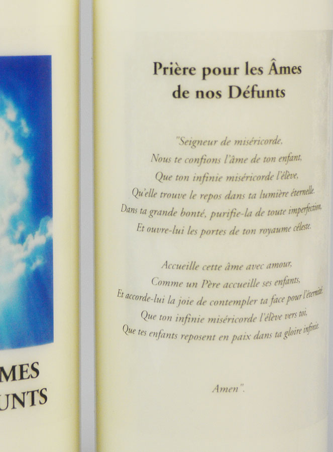 Bougie de Neuvaine Pour les Âmes de nos Défunts avec Prière au dos (pic 3)