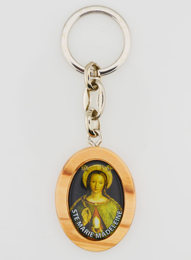Porte-clés en Bois d'Olivier - Marie Madeleine Vert (pic 1)