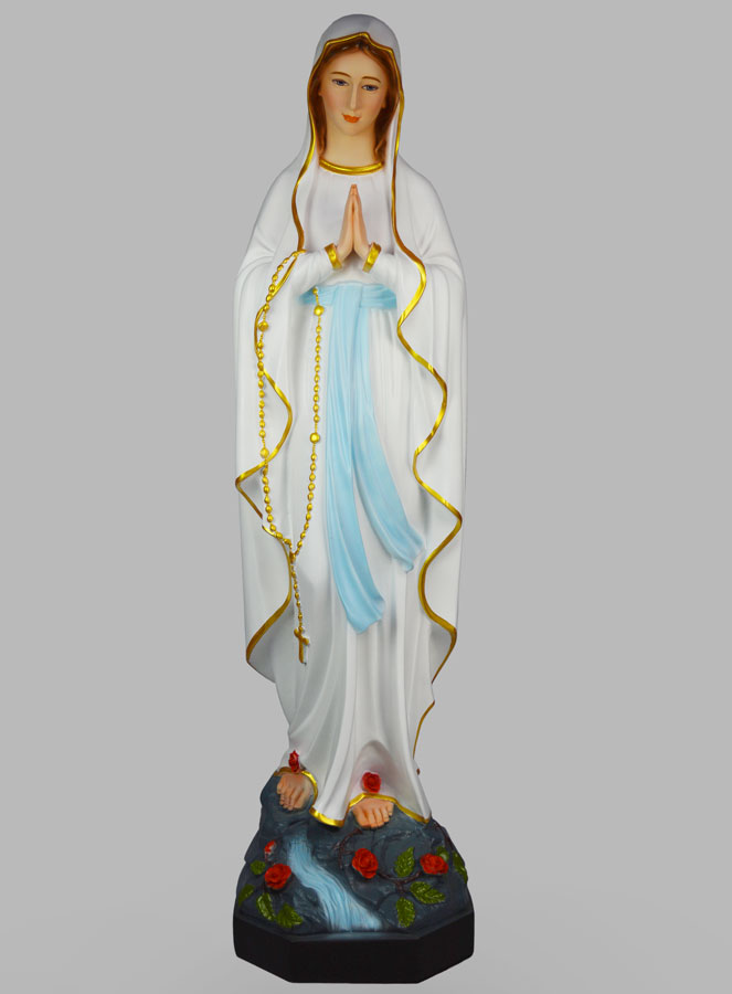 Grande Statue Religieuse de Notre Dame de Lourdes Peinte - 1M (pic 1)