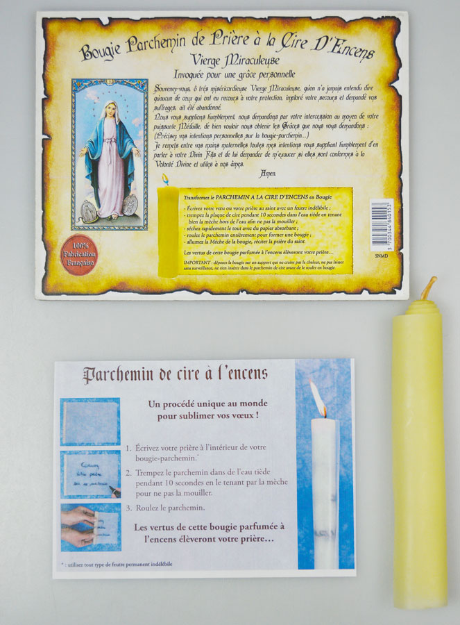Bougie Parchemin de Prière à La Cire d'Encens - Vierge Miraculeuse (pic 1)