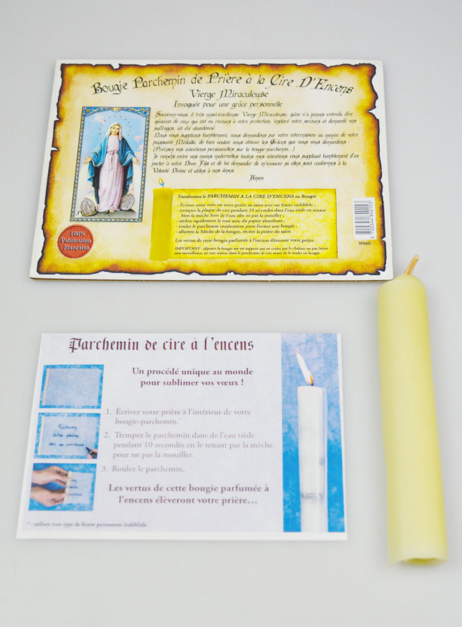 Bougie Parchemin de Prière à La Cire d'Encens - Vierge Miraculeuse (pic 2)