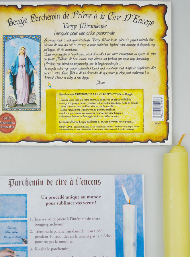 Bougie Parchemin de Prière à La Cire d'Encens - Vierge Miraculeuse (pic 4)