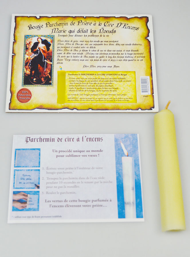 Bougie Parchemin de Prière à La Cire d'Encens - Marie qui Défait les Noeuds (pic 2)