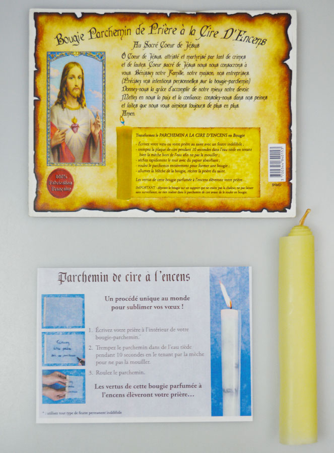 Bougie Parchemin de Prière à La Cire d'Encens - Sacré Coeur de Jésus (pic 1)