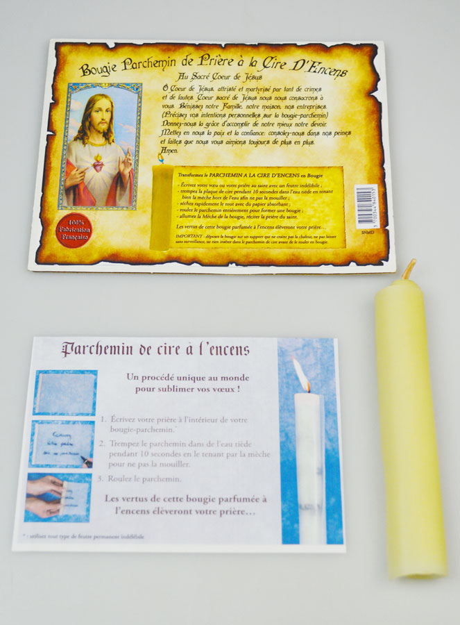 Bougie Parchemin de Prière à La Cire d'Encens - Sacré Coeur de Jésus (pic 2)
