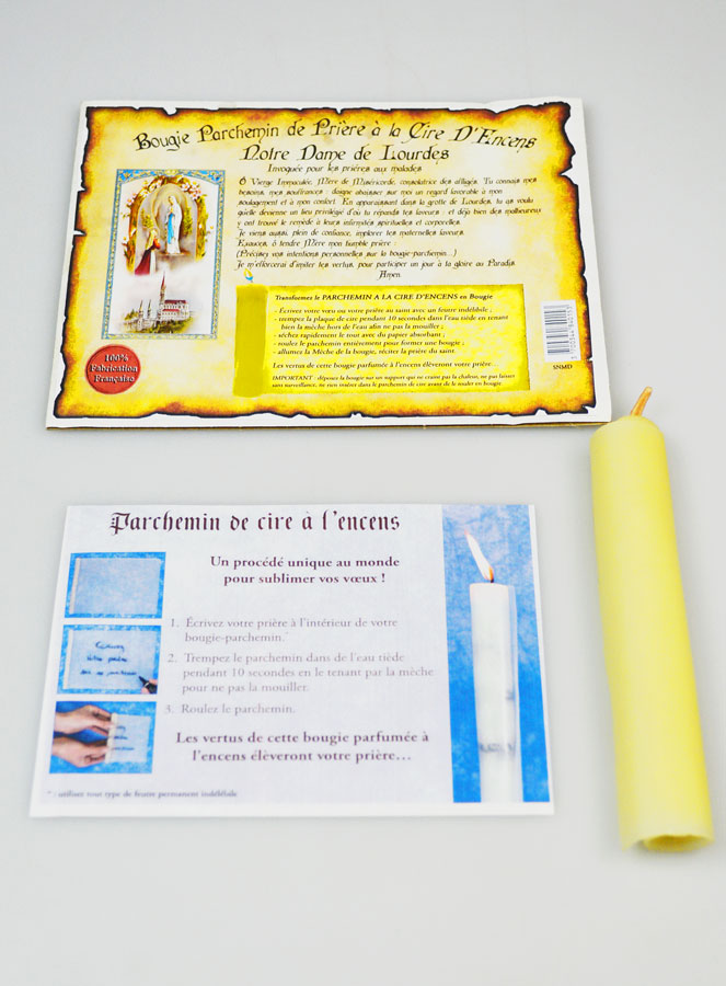 Bougie Parchemin de Prière à La Cire d'Encens - Notre Dame de Lourdes (pic 2)