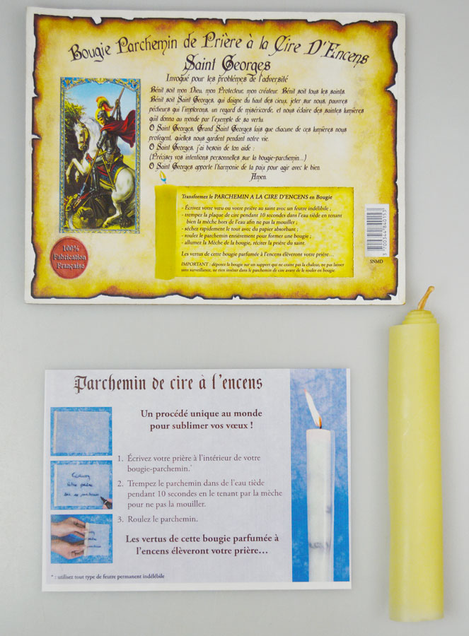 Bougie Parchemin de Prière à La Cire d'Encens - Saint Georges (pic 1)