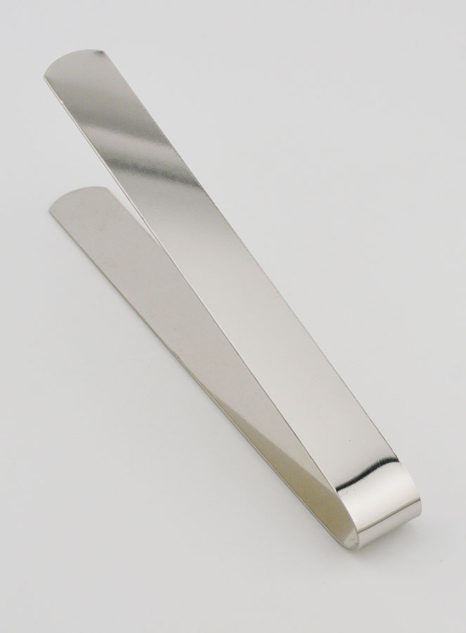 Pince à Charbon Plate en Inox Argenté - 13cm (pic 1)