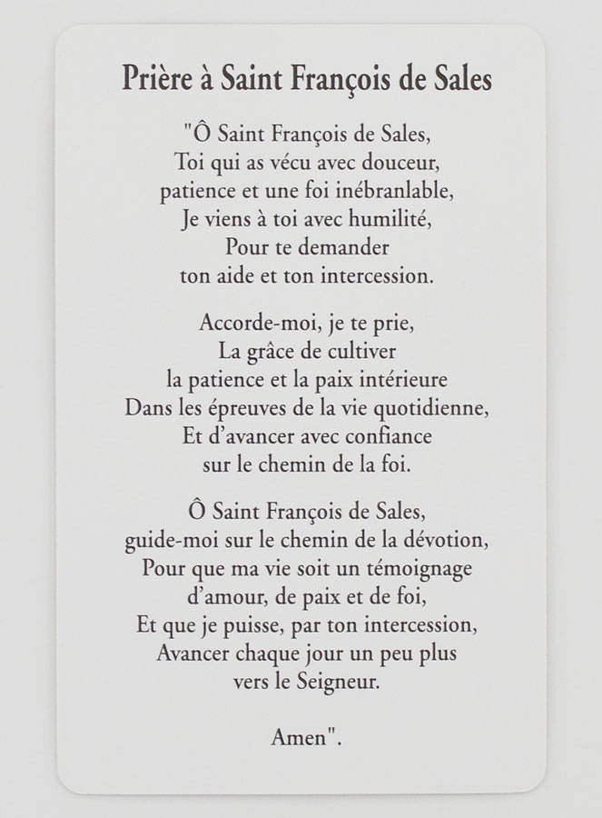 Carte de Prière à Saint François de Sales (pic 2)