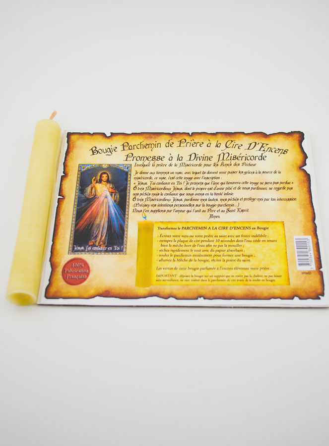 Bougie Parchemin de Prière à La Cire d'Encens - Christ Miséricordieux (pic 2)