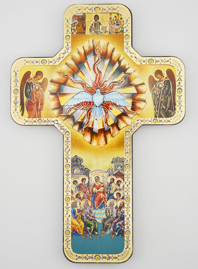Croix Icône en Bois  Saint Esprit - 18cm (pic 1)