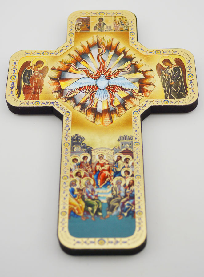 Croix Icône en Bois  Saint Esprit - 18cm (pic 2)
