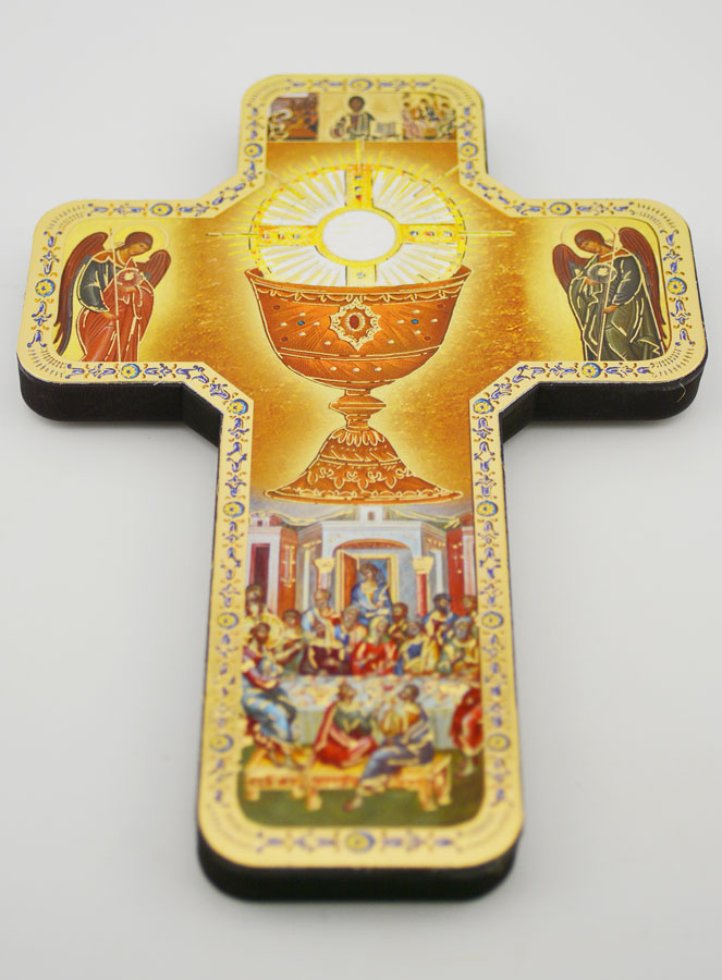 Croix Icône en Bois Calice de Communion - 18cm (pic 2)