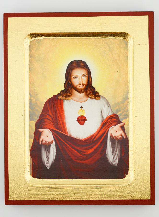 Icône Religieuse du Sacré Coeur - 18cm (pic 1)