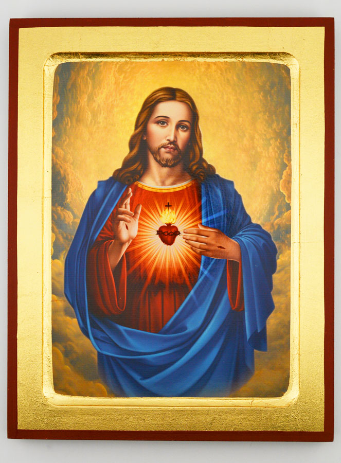 Icône Religieuse du Sacré Coeur de Jésus - 24cm (pic 1)
