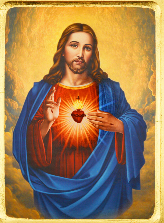 Icône Religieuse du Sacré Coeur de Jésus - 24cm (pic 3)