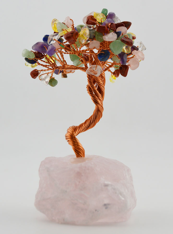 Arbre de Vie 7 Pierres Naturelles & Quartz Rose - 12cm (pic 1)