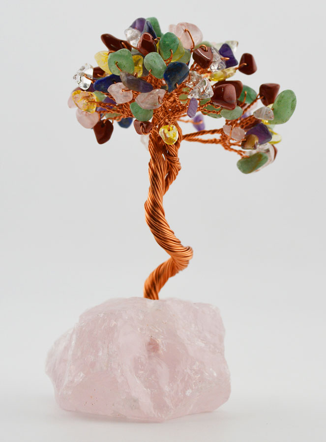 Arbre de Vie 7 Pierres Naturelles & Quartz Rose - 12cm (pic 2)