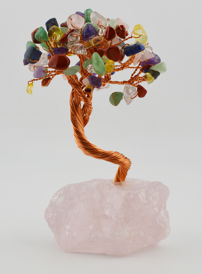 Arbre de Vie 7 Pierres Naturelles & Quartz Rose - 12cm (pic 3)