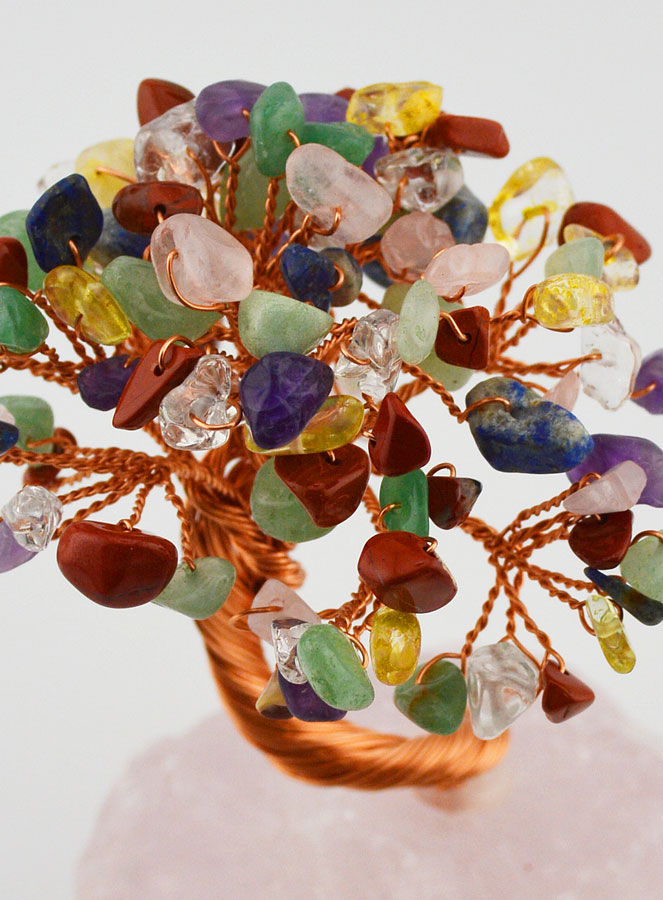 Arbre de Vie 7 Pierres Naturelles & Quartz Rose - 12cm (pic 4)